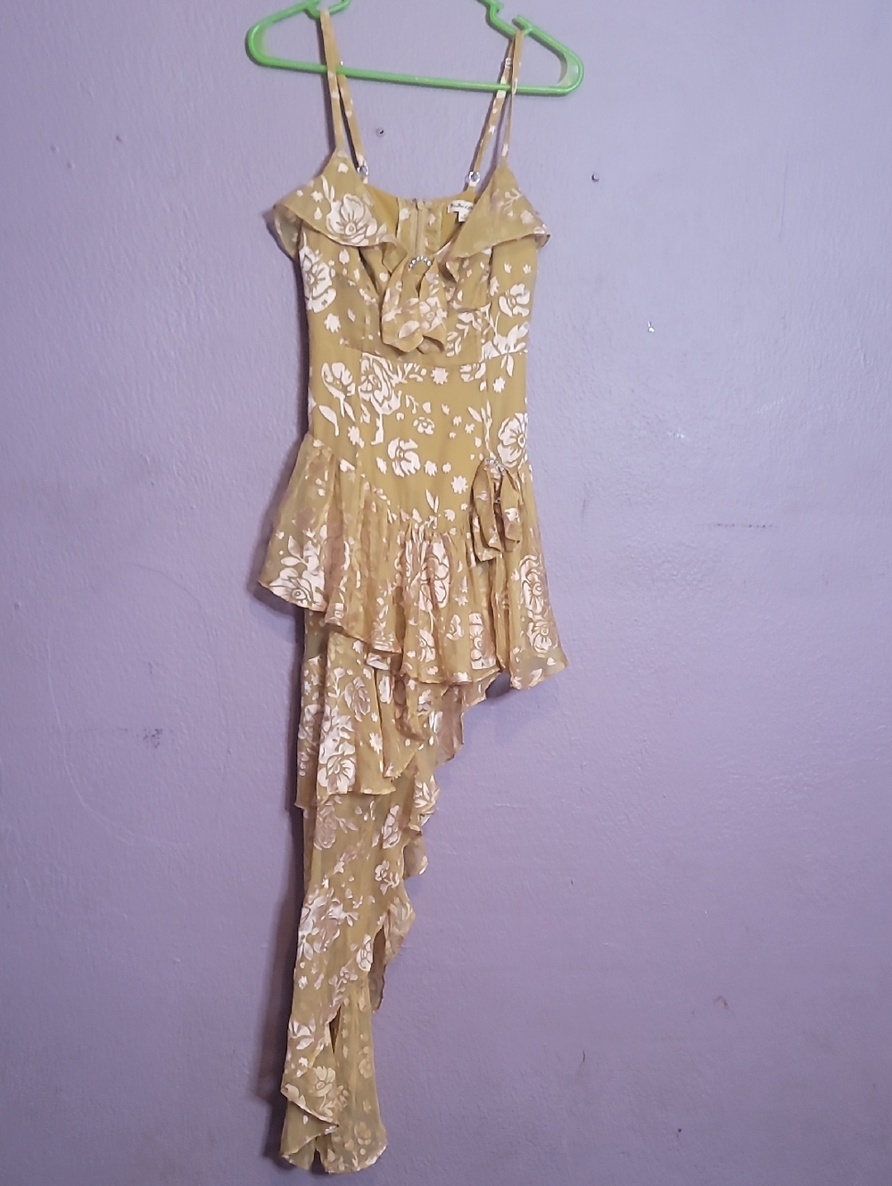 For Love & Lemons Mustard Yellow Slip Dress with Adjustable Straps